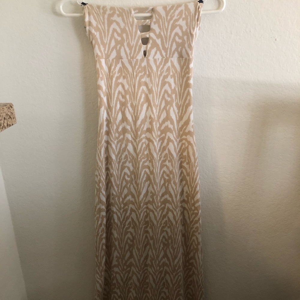 Bebe Strapless Zebra Print Maxi Dress